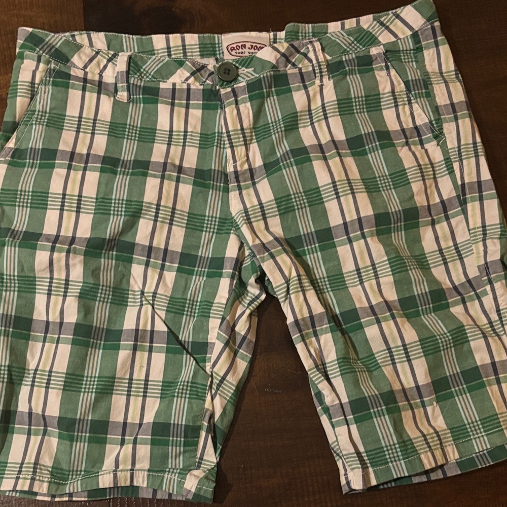 Ron Jon vintage Green and White Plaid Shorts